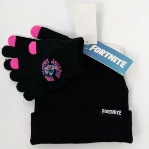 Fortnite Mad Engine Hat Gloves Beanie Black Jackpot Loot Llama NWT